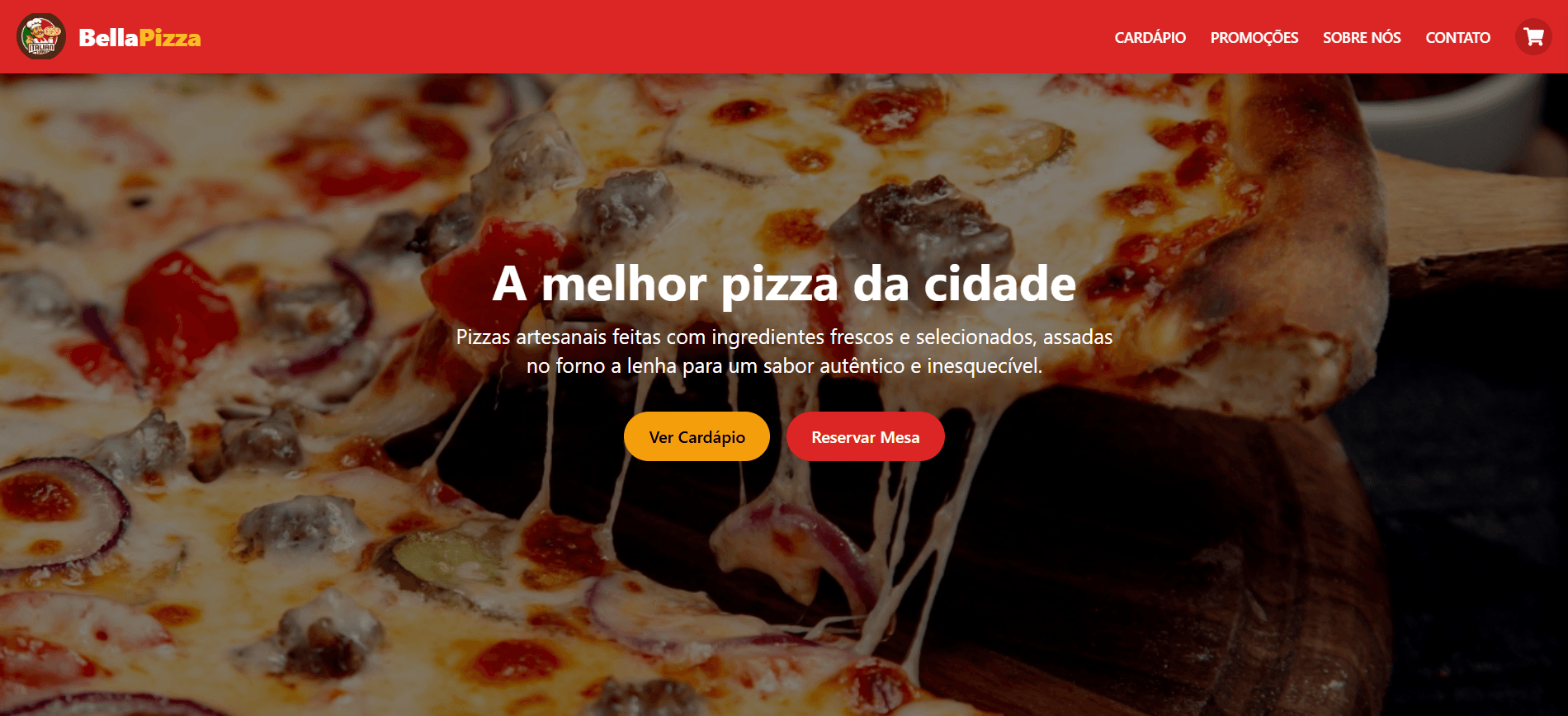 Captura de tela do projeto Bella Pizza